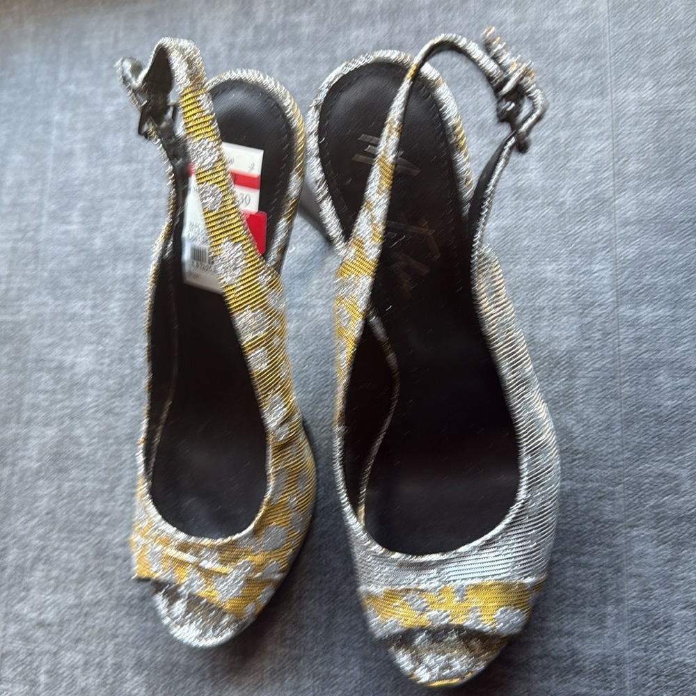 Marc Fisher Silver/Gold Slingback Heels - Size 7